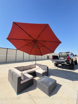 FREE DELIVERY 450$$Outdoor wicker Sectional Sofa Set with Umbrella)$$450