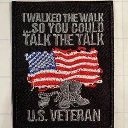 I Walked The Walk Patch Embroidered Iron-on Military Veteran USA Flag