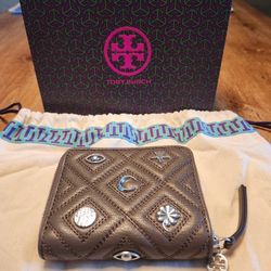 Tory Burch Fleming Charm Leather Wallet NWT