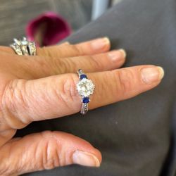 Tacori CZ 925 Sterling sapphire ring sz 8