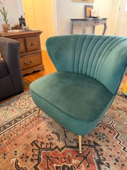 Mid Century Modern Velvet Emerald Green Chair