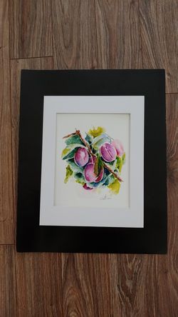 Watercolor painting,"wild plum"12×12