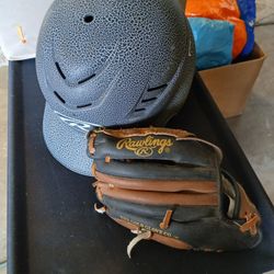 Baseball Helmet And Glove 