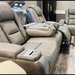 The Man Den Gray Power Reclining Sofa 💥 Brand New 💥 By Ashley 💥 Financing Available 