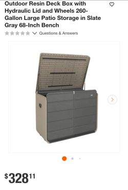 260-Gallon Outdoor Resin Deck Box Slate Gray