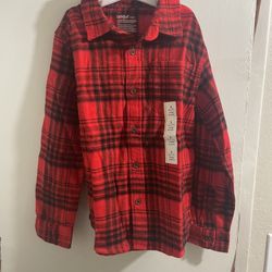 Cat & Jack Kids Red Plaid Shirt Boys Size Small New With Tags Fall Winter Wear