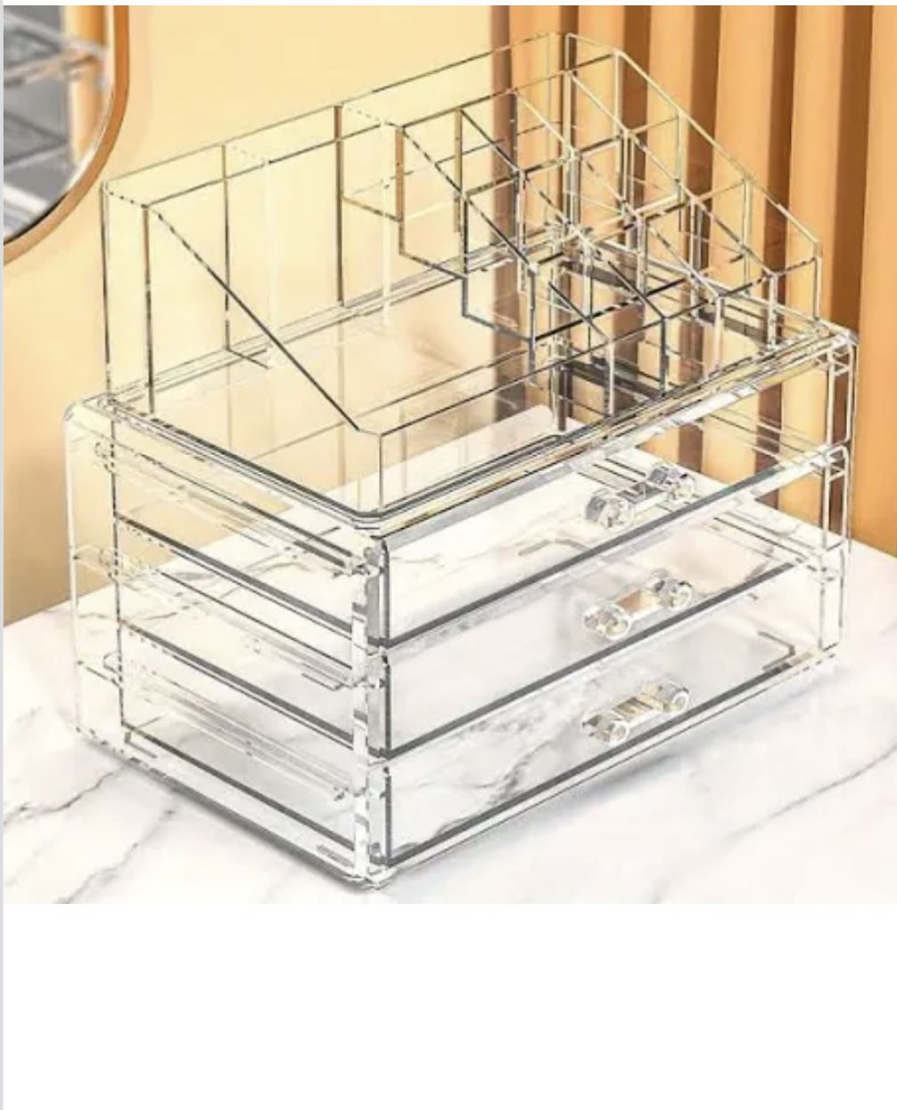 Clear Makeup Organizer used