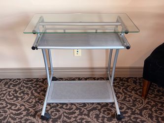 Silver Desk with Glass Top