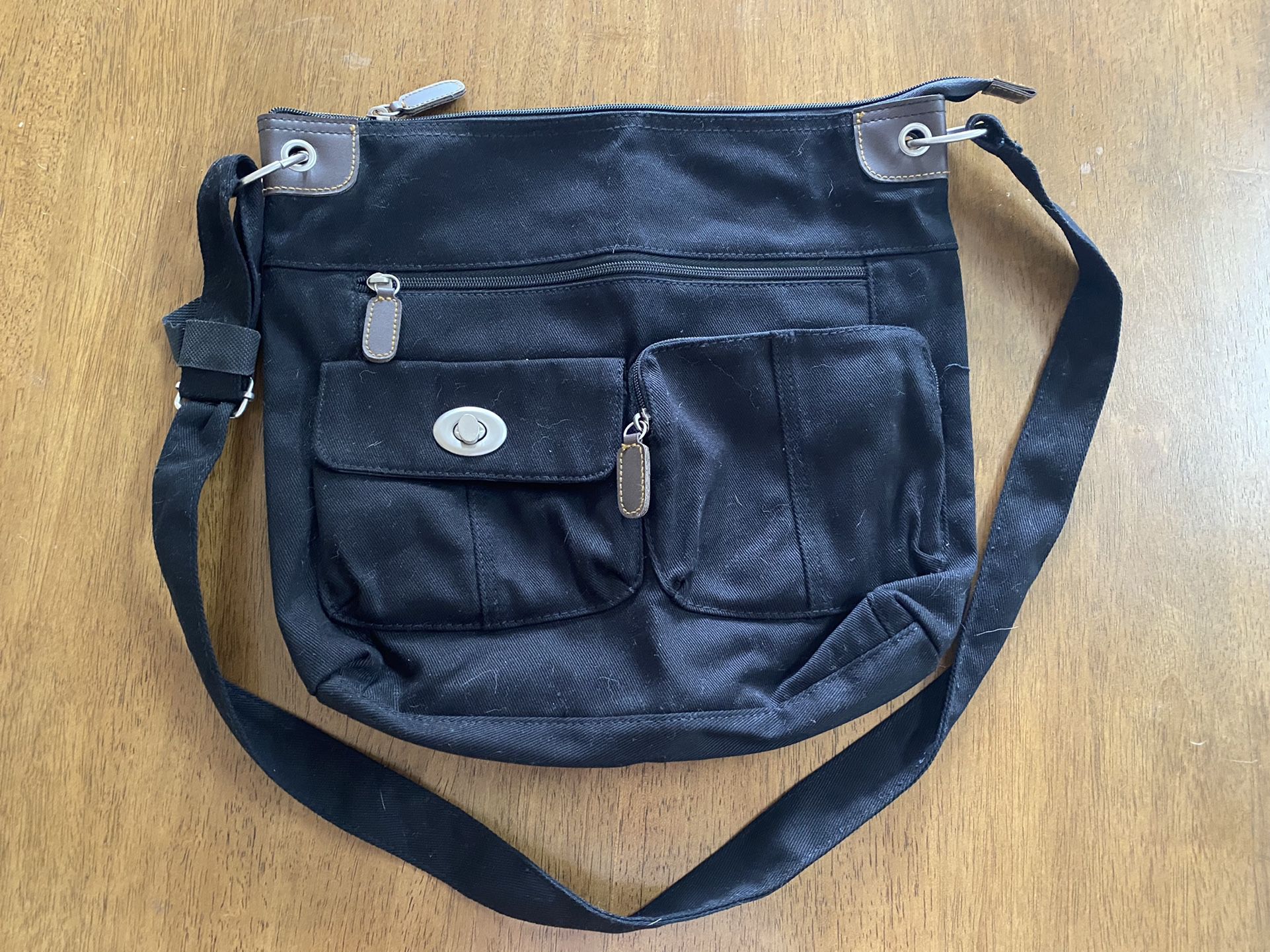 Black Shoulder Bag With Adjustable Strap