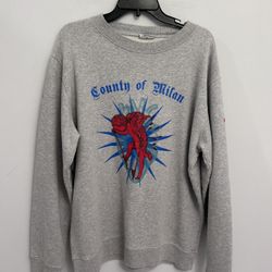 Marcelo Burlon County of Milan Grey Cupido Sweatshirt Large Authentic