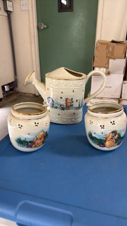 Lenox Disney Winnie the Pooh Garden Set Watering Can Honey Pot Votives 2000