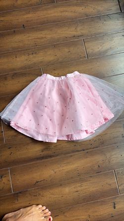 Janie and Jack Pink Tulle Skirt with Heart Print