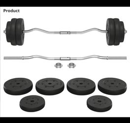 Barbell Weight Set with Plates and Detachable Curl Bar