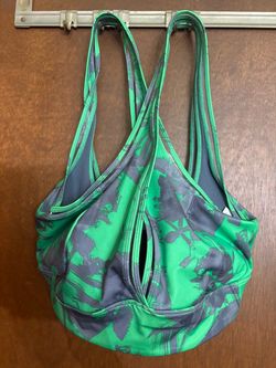 Green and Gray Printed Sports Bra