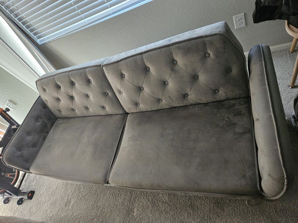 Laydown Futon Couch (Blue Suede)
