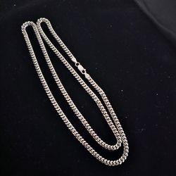 26" 4mm Miami Cuban Made In Italy Silver Rhodium Plated