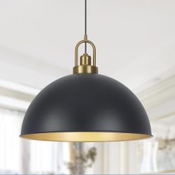 New 19.68" Large Dome Farmhouse Chandelier Adjustable Metal Hanging Lighting Fixture Matte Black
