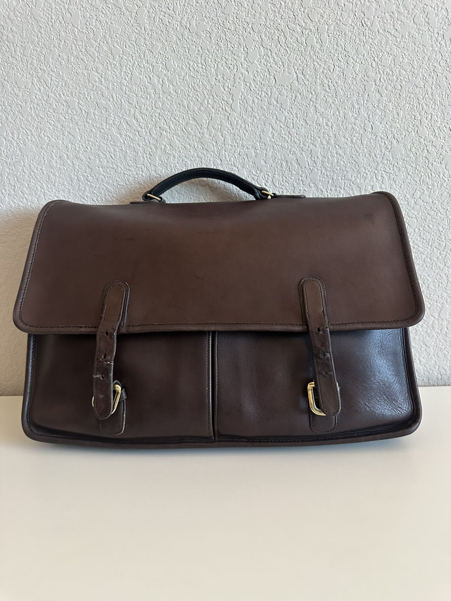 Vintage Coach Wall Street Briefcase In Mahogany Leather With Brass Hardware