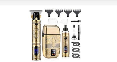 Saoilli Professional Hair Trimmer Hair Clippers for Men, Nose Hair Trimmer Men's Shaver Set,Cordless T-Blade Beard Trimmer Barber Clippers,Electric Fo