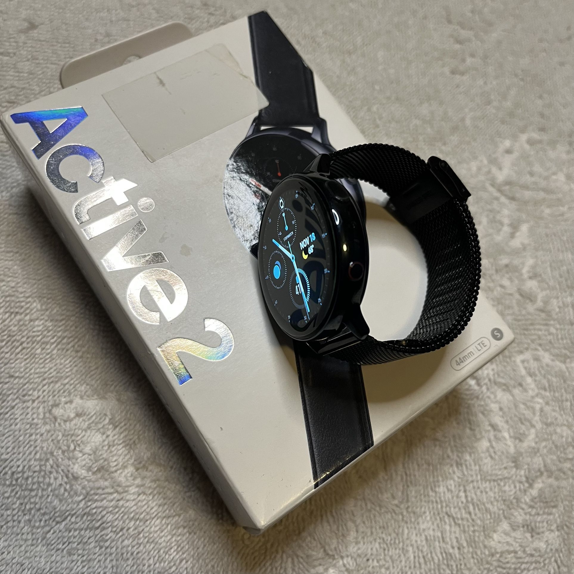 Unlocked Samsung Galaxy Watch Active 2 LTE 44MM Black Stainless Steel - Link Bracelet