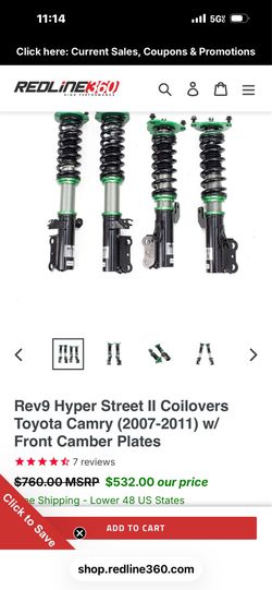 Adjustable struts for Camry