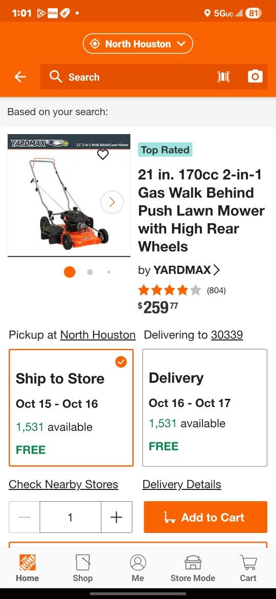 New Yardamax 170cc Lawn Mower 