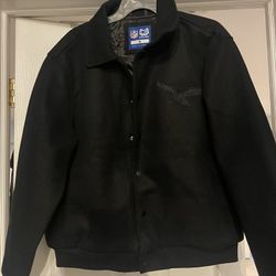 Philadelphia Eagles Black Varsity-Style Jacket – Size Medium