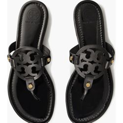 Tory Burch Miller Thong Sandal Sz 9 Natural Black