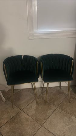 Green suede chair