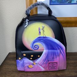 Loungefly Disney Jack Sally Spiral Hill Mini Backpack NWT