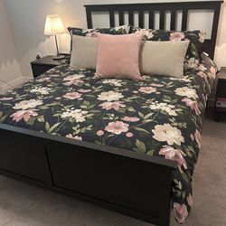Queen Bed Black/brown With Mattress 