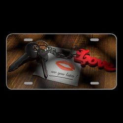 License Plate Novelty Car Front Valentine'S Day Love Key Still Life