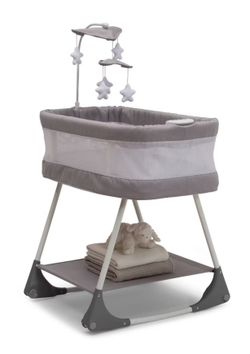 Baby Bassinet with Mobile & Storage shelf