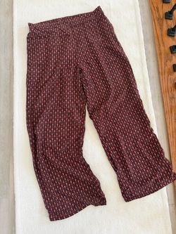 Burgundy Printed Wide-Leg Pants