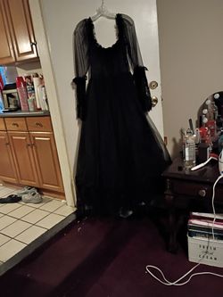 Black Sheer Sleeve Maxi Gown