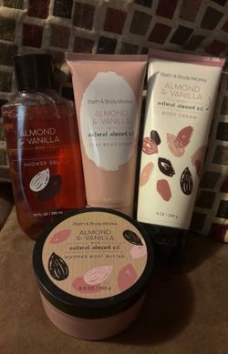 Bath & Body Works Almond Vanilla Body Butter Body Cream Shwr Gel Clay Body Scrub