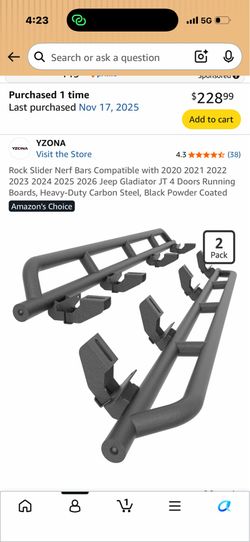 Jeep  Gladiator rock slider nerf bars
