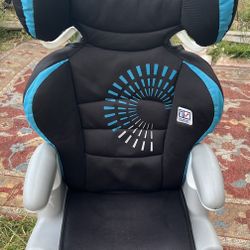 Booster seat with tall back (in Des Moines) blue/black design