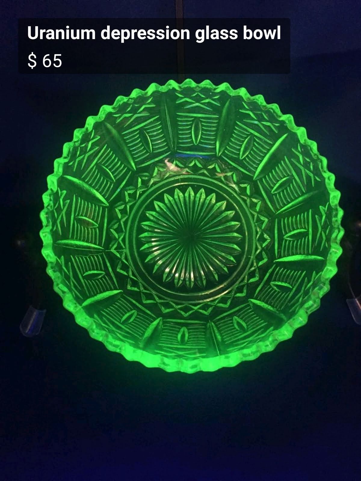 Uranium depression glass bowl