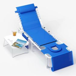 Tanning Chair with Face Hole, Table And Pillow