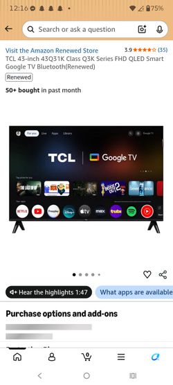 43 inch 4k TV like new