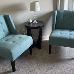 2 Blue Chairs Set 
