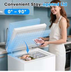 1.8 Cu Ft Compact Chest Freezer 50L Adjustable Thermostat Removable Basket