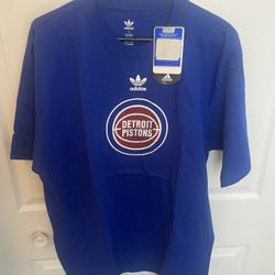 Adidas Detroit Pistons Shirt Large Blue Fast Ship Basketball NBA New NWT Men’s 