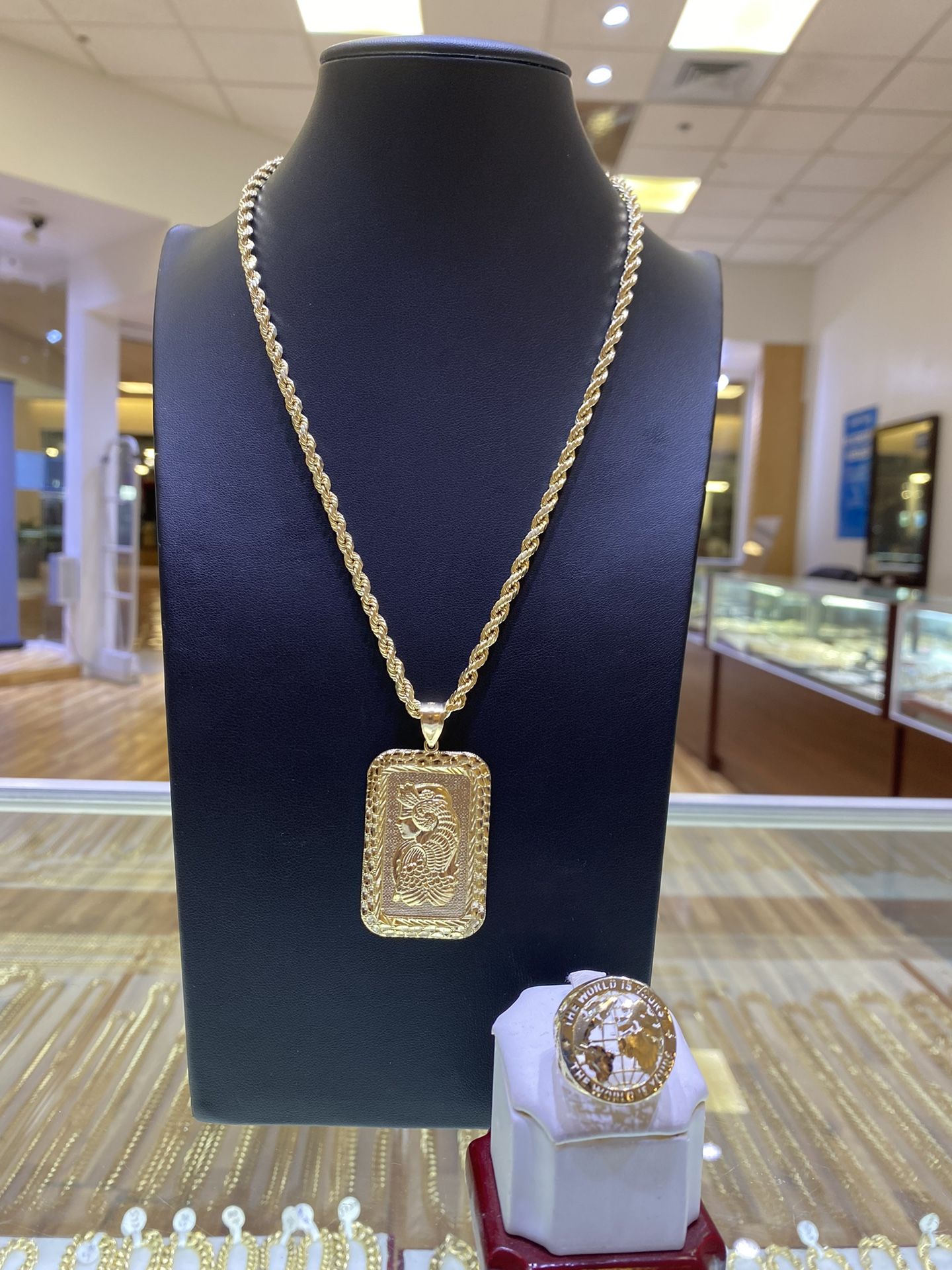 10k Rope chain, Pamp Suisse Pendant And Gold Ring Combo