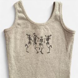 Grey And Black Skeleton Tank Top
