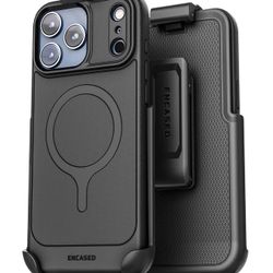 Encased Thin Armor for iPhone 17 Pro Case with Belt Clip (Compatible with MagSafe) Slim Flexible TPU Cover with Rotating Holster (Matte Black)