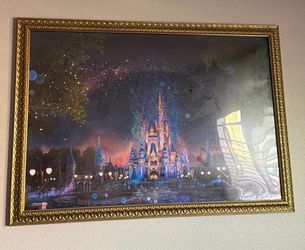 Framed Disney Castle Fireworks Wall Art
