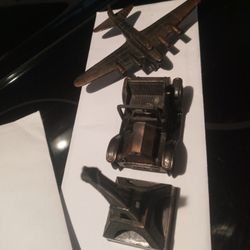 Vintage Pencil Sharpeners Mini Figure Die Cast Antique Car Airplane Eiffel Tower
