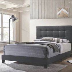 Brand New Charcoal Grey Fabric Bed — ALL SIZES AVAILABLE